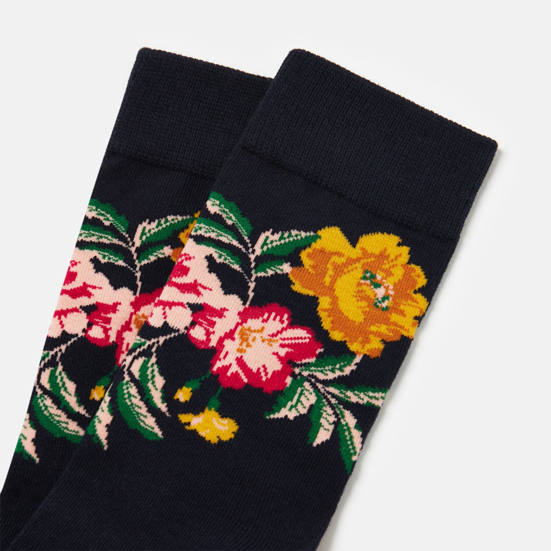 Joules Brilliant Bamboo Socks - Navy Gold Floral-1